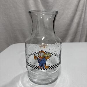 Garfield Cafe Glass Carafe Juice Pitcher Jar Jim Davis 1978 Vtg. Collectible USA